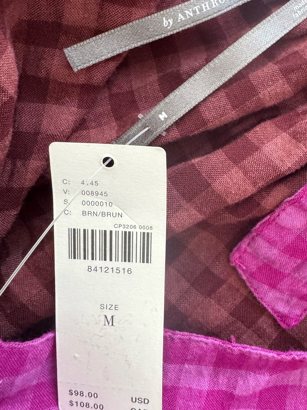 NWT ANTHROPOLOGIE SQUARE-NECK BABYDOLL RUFFLE-HEM GINGHAM BOHO DRESS SZ M - Picture 6 of 7